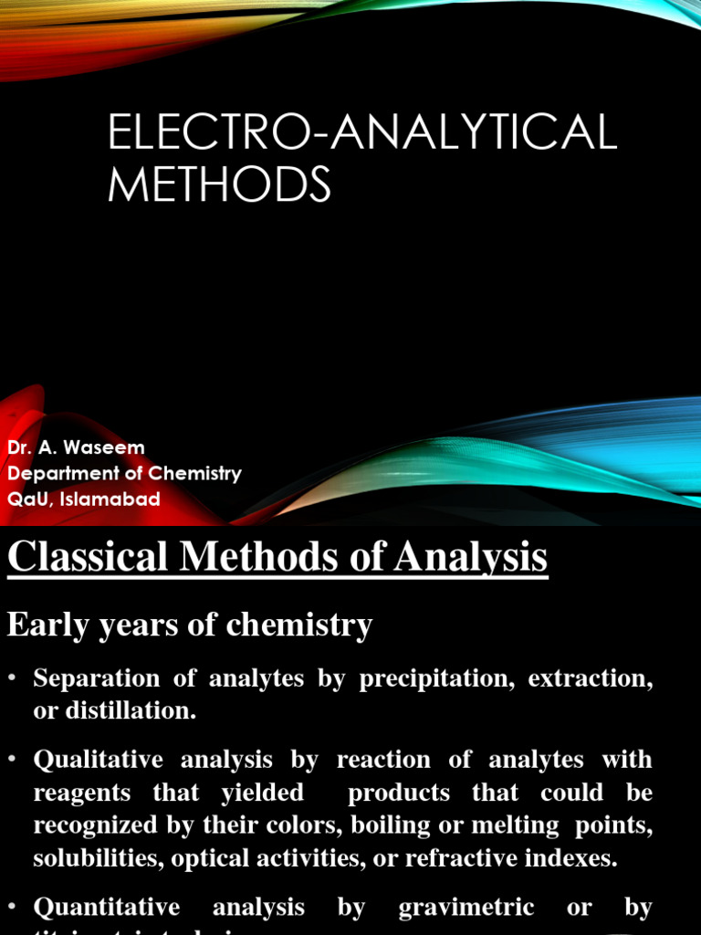 Overview of Electroanalytical Chemistry | PDF | Electrochemistry ...