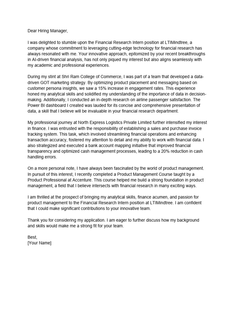 Cover Letter Template PDF