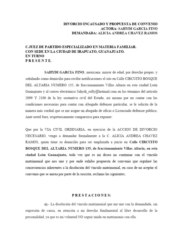 Descubrir 41 Imagen Modelo De Convenio De Divorcio Incausado Abzlocal ...