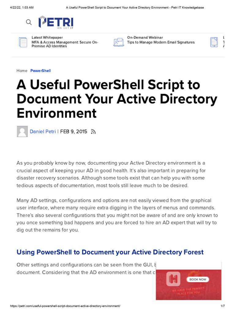 A Useful PowerShell Script To Document Your Active Directory ...