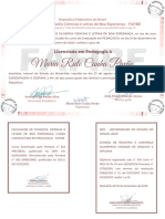Certificado Licenciada em Pedagogia - Maria Rute Cunha Pavão