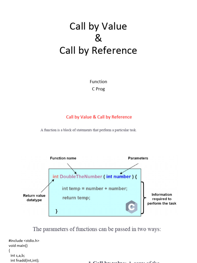 Call by Value Call by Referance | PDF | Parameter (Computer Programming ...