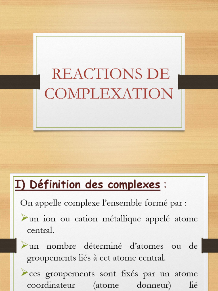 Réactions de Complexation et Applications PDF Dissociation (chimie — free download