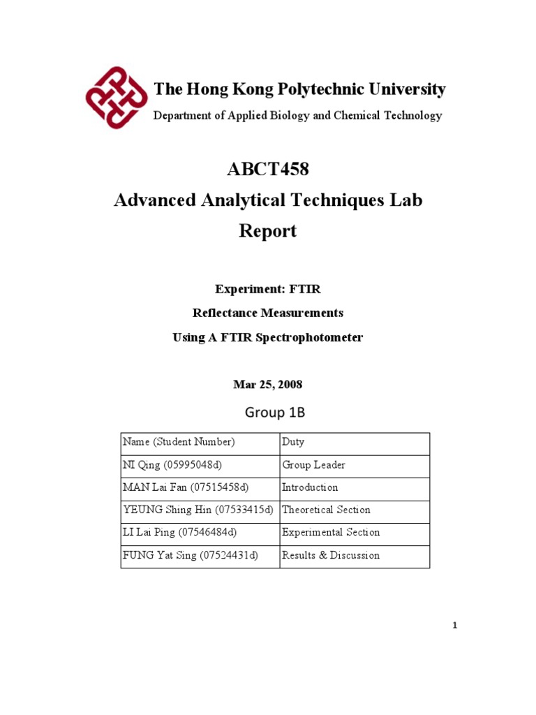 FTIR Report PDF Infrared Spectroscopy Spectroscopy