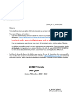 Lettre Retrait Diplôme DUT 2023