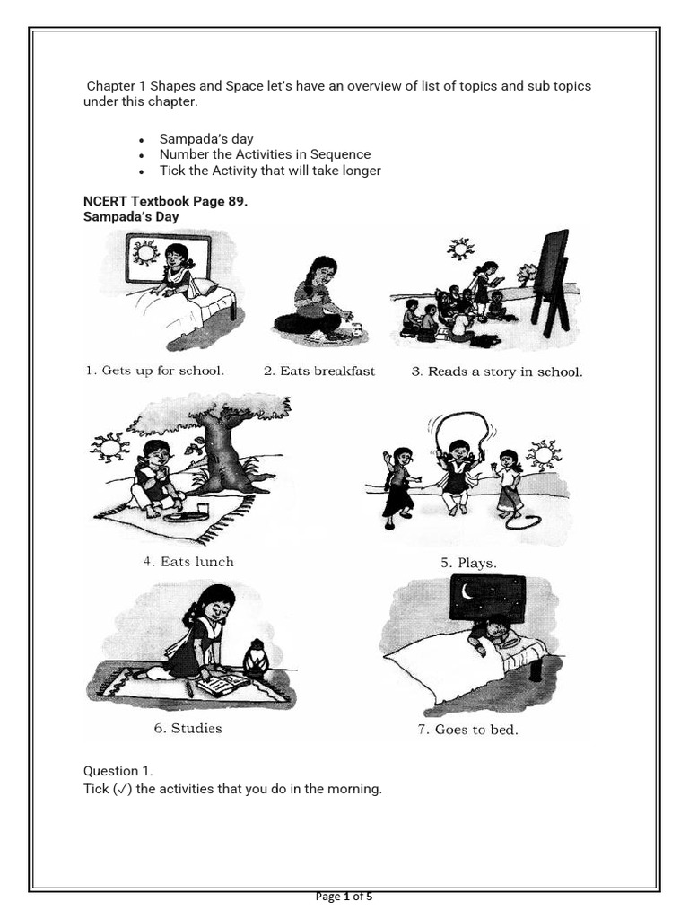Class 1 Maths Chapter 6 Time | PDF