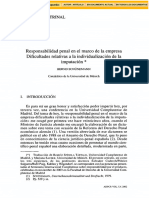 Artículo Bernd Schünemann. Responsabilidad penal en el marco de la empresa