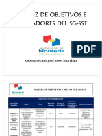 Matriz de Objetivos e Indicadores de Gestion SG SST