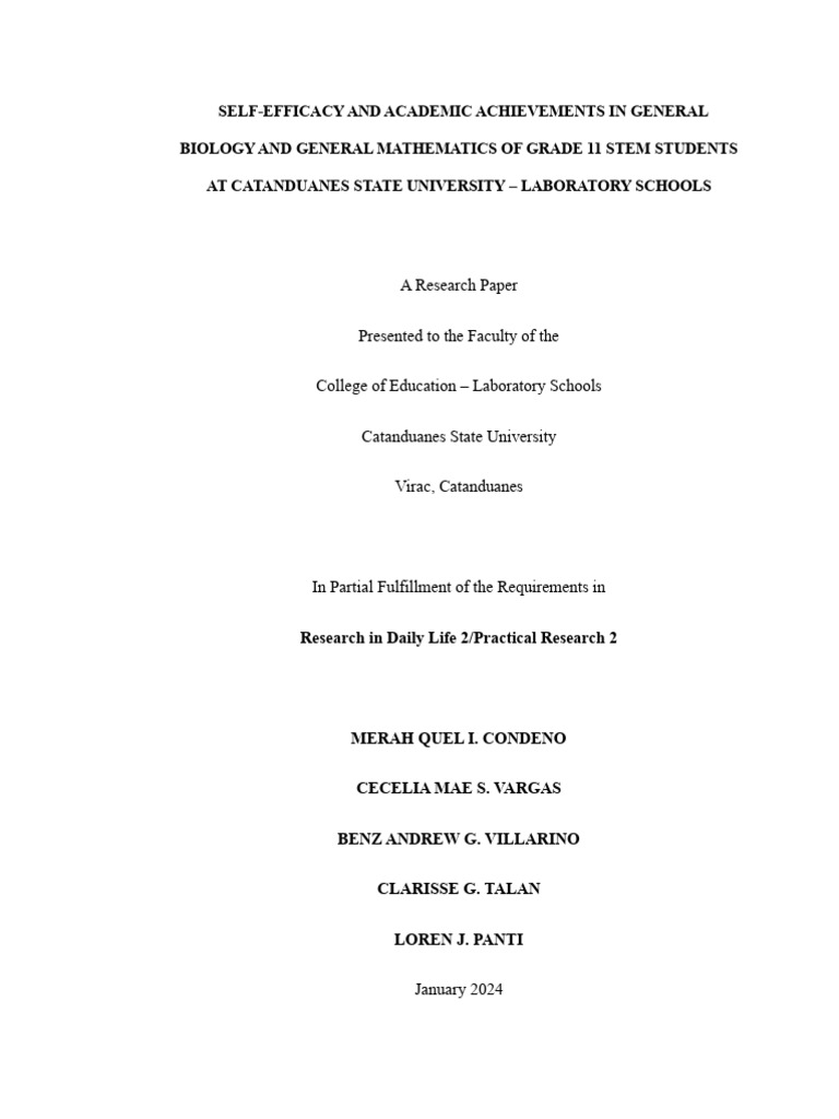 Self-Efficacy in STEM Students at CatSU | PDF | Self Efficacy ...