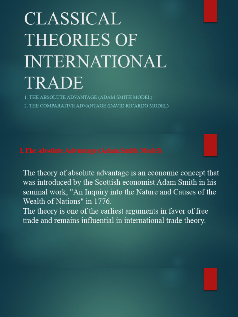 Adam Smith's Absolute Advantage Theory | PDF | Comparative Advantage ...