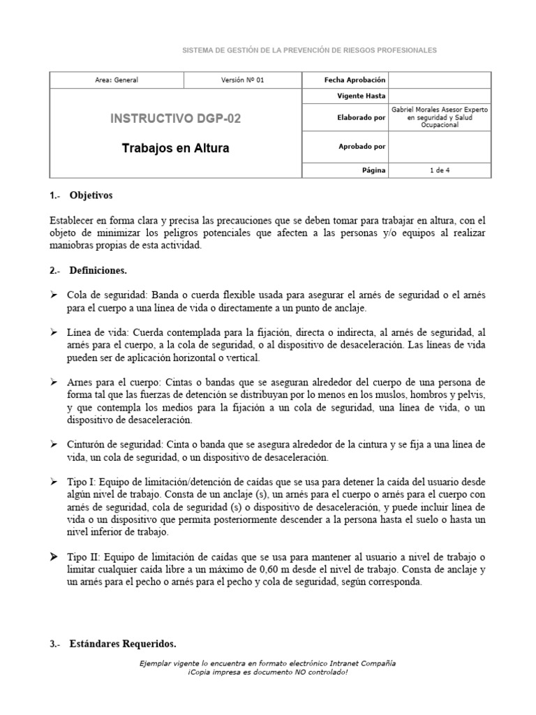 Trabajos en Altura - Instructivo | PDF | Cinturón de seguridad