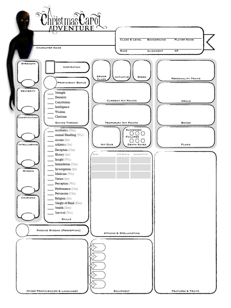A Christmas Carol Adventure Character Sheet | PDF | Role Playing ...