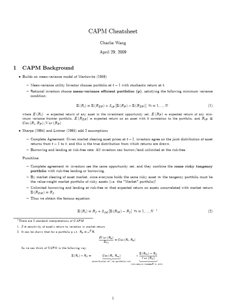 CAPM Overview and Empirical Testing | PDF | Modern Portfolio Theory ...