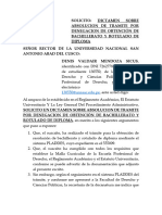 Solicitud de Dictamen Por Denegacion de Bachillerato - para El Vicerrectorado Academico