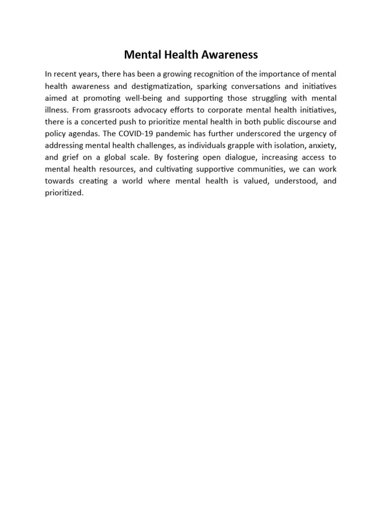 Mental Health Awareness Growth | PDF | Politics | Social Science