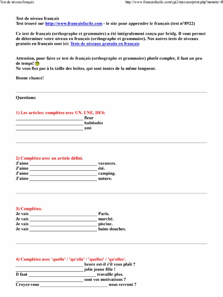 Exemple Test De Français Pour Naturalisation 2020