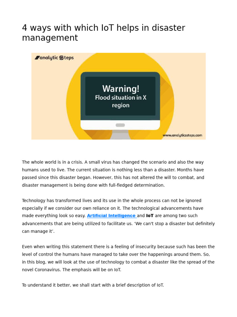 Smart Disaster Prevention 01 Pdf Internet Of Things Emergency