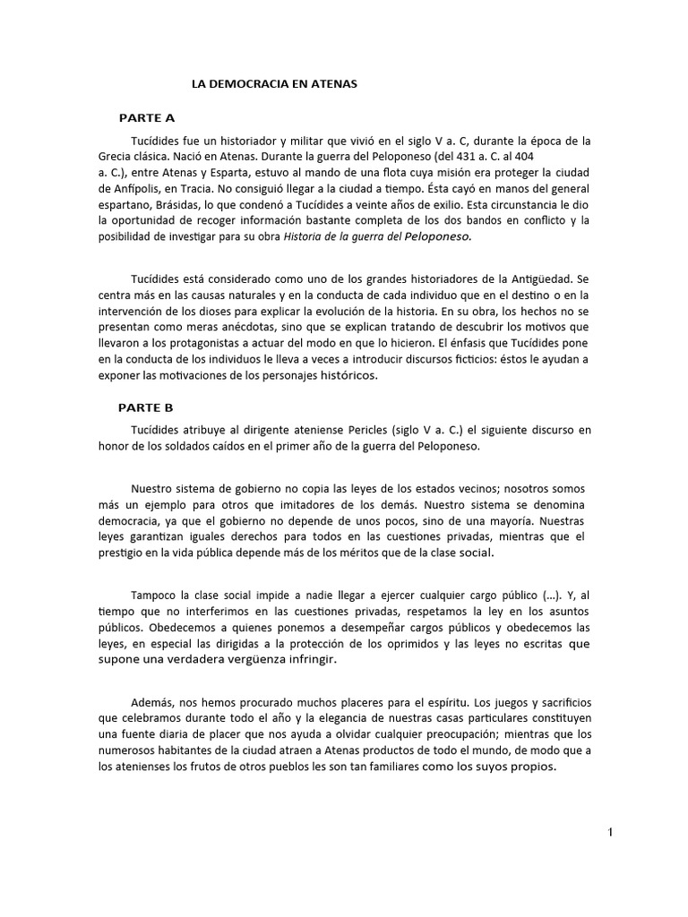 1 Pisa - La Democracia en Atenas | PDF | Tucídides | Guerra del Peloponeso