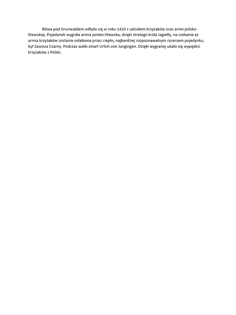 Bitwa Pod Grunwaldem Tadeusz Borowski Bitwa Pod Grunwaldem | PDF