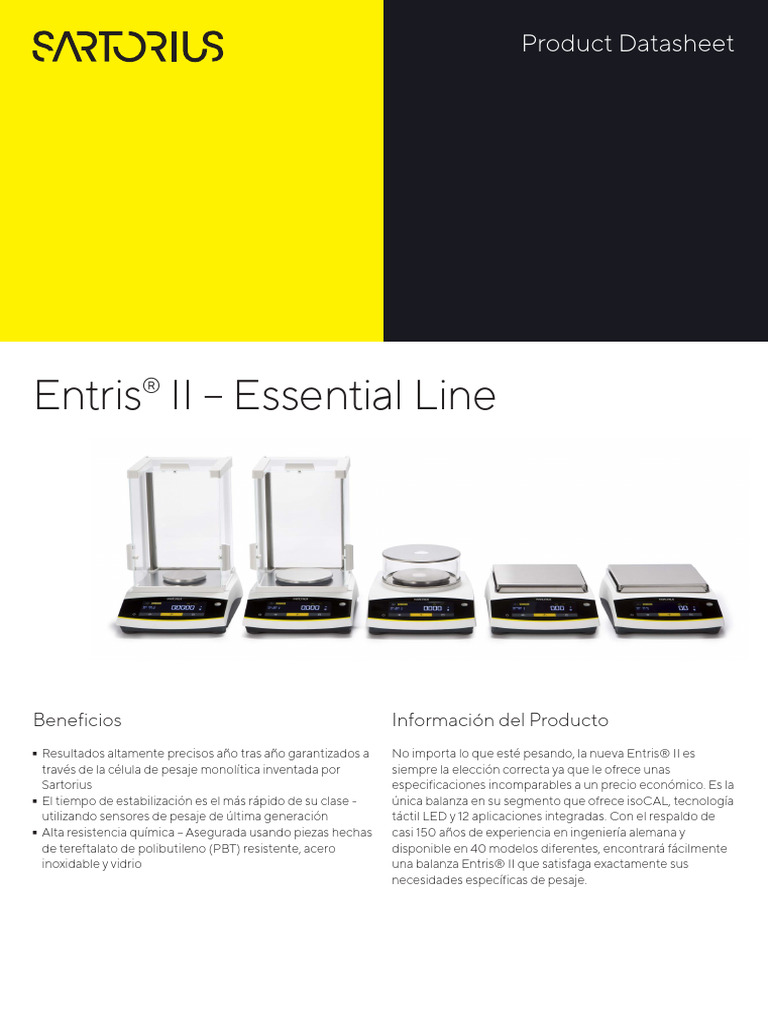 Entris II Essential Datasheet Es L Sartorius | PDF | Fuente de ...