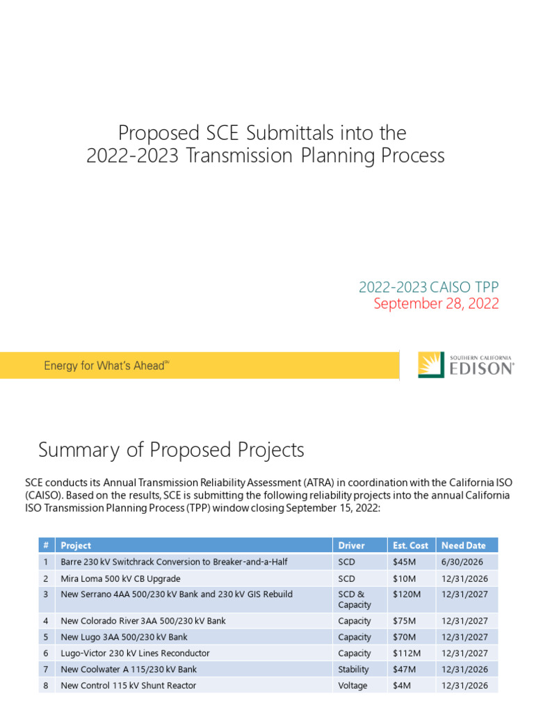 SCEPresentation 2022 2023TransmissionPlanningProcess Sep28 2022 | PDF ...