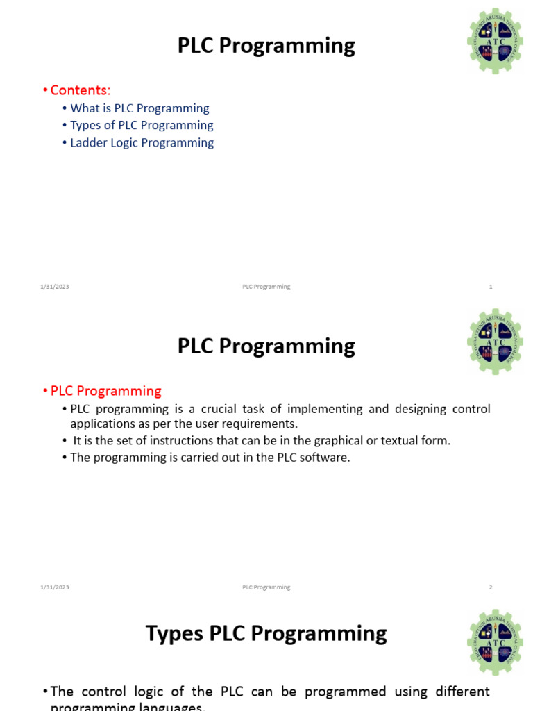 PLC Programming Lecture 7 | PDF | Programmable Logic Controller | Logic ...