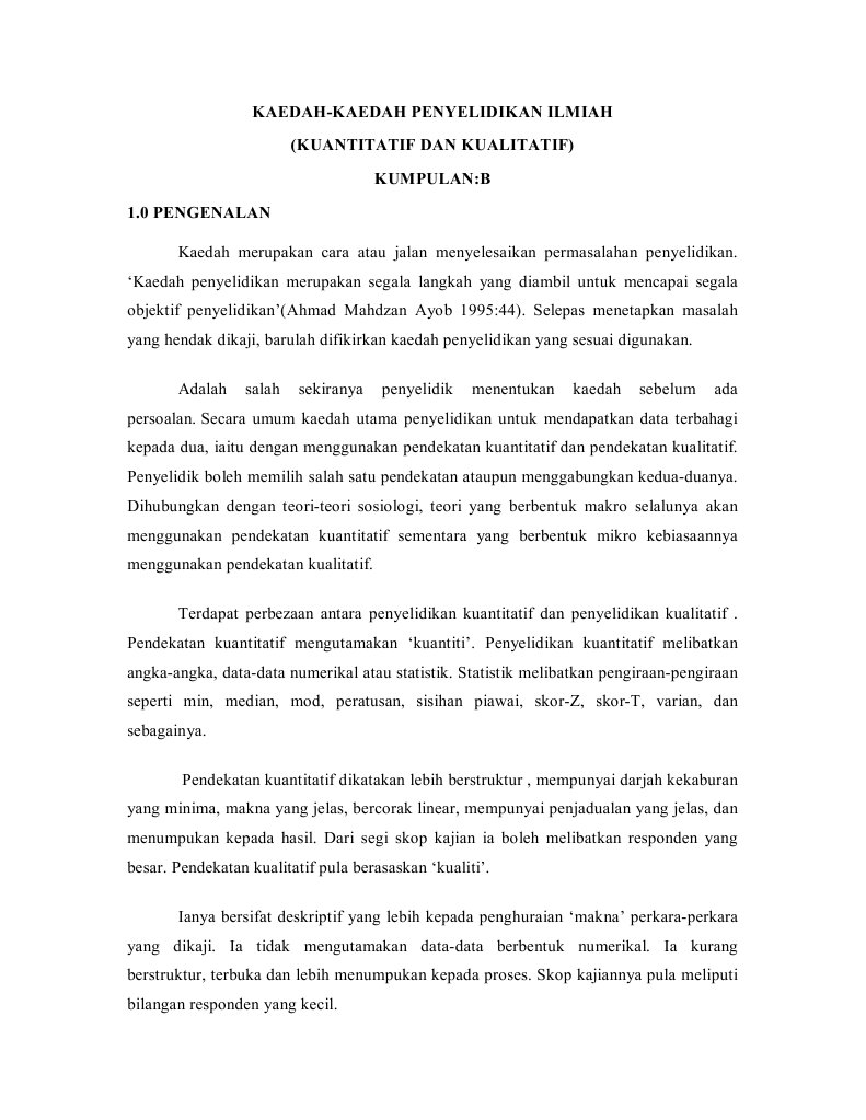 Kaedah Kualiti Dan Kuantitatif Pdf