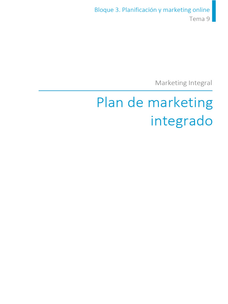 Tema 9. Plan de Marketing Integrado | PDF | Marketing | Business