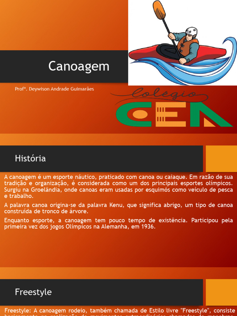 História e Modalidades da Canoagem | PDF | Canoagem e caiaque | Remo
