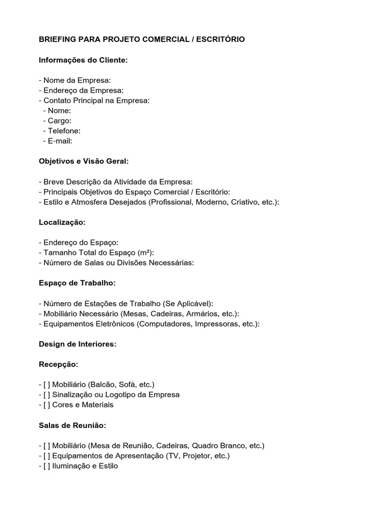 Briefing para Escritório Comercial | PDF | Carreira e Crescimento | Arte