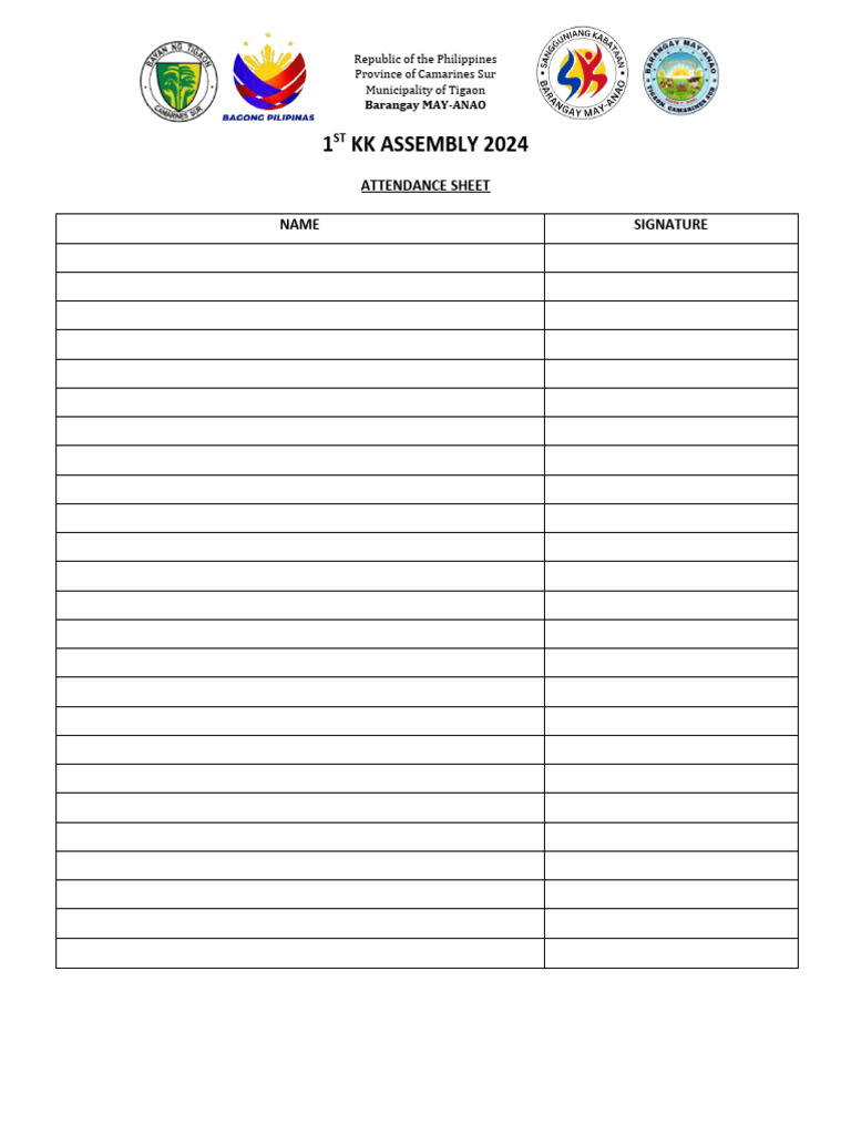 Attendance Sheet 1 | PDF