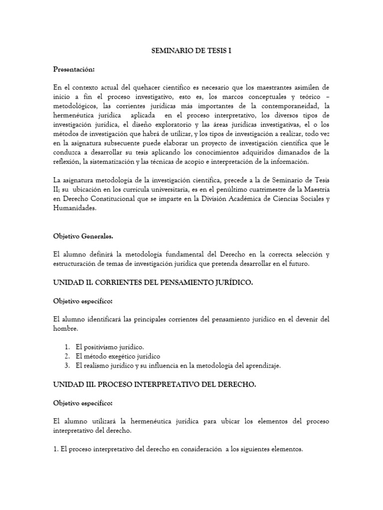 Seminario De Tesis I Maestria Pdf Evaluación Hermenéutica