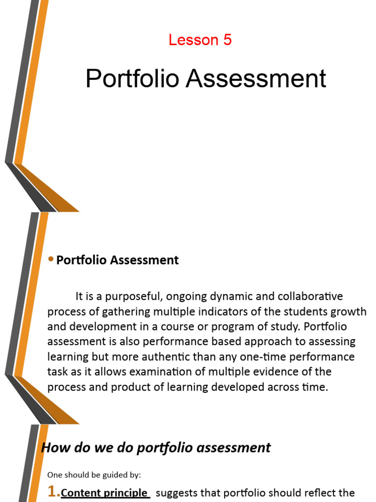 Lesson 5 Portfolio Assessment Pdf Educational Assessment Learning
