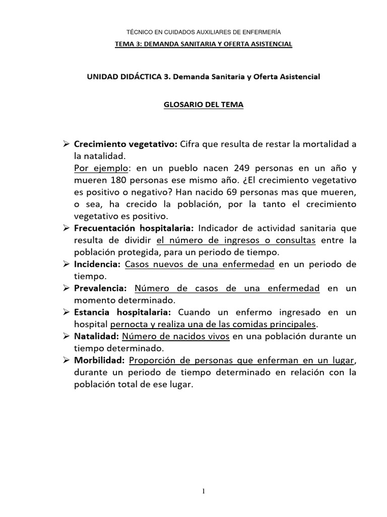 Demanda y Oferta Sanitaria en Enfermería | PDF | Hospital | Cuidado de ...
