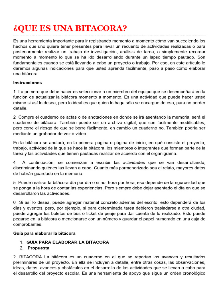 Guía para Elaborar una Bitácora | PDF | Blog