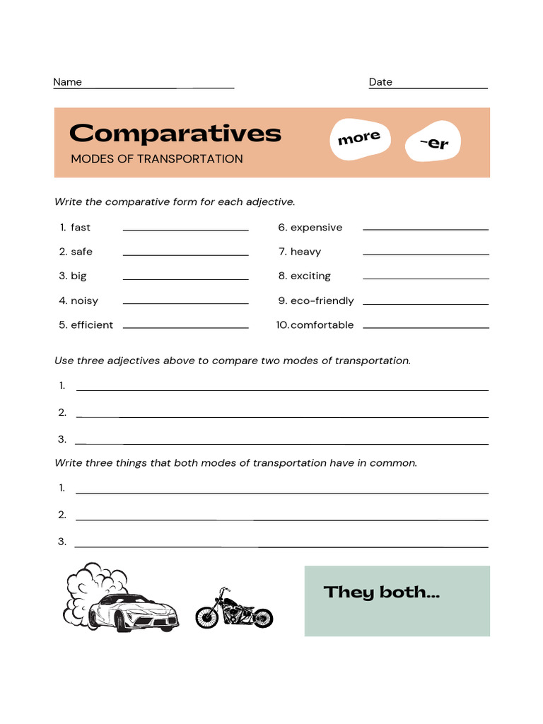 Comparative Adjectives Worksheet | PDF
