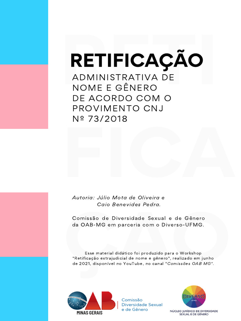 Cartilha Retificação de Nome e Gênero - 436 | PDF | Transgênero ...
