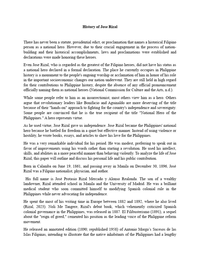 History of Jose Rizal | PDF | Philippines