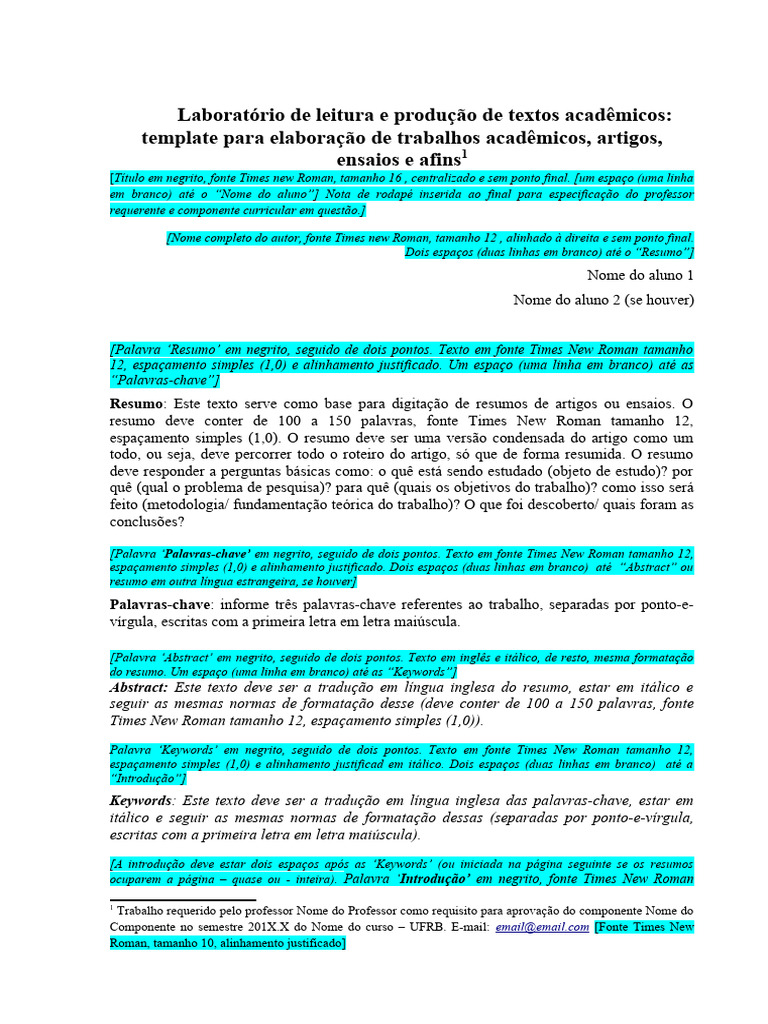 Modelo de Trabalho Acadêmico Completo | PDF | Citação | Abstract (resumo)