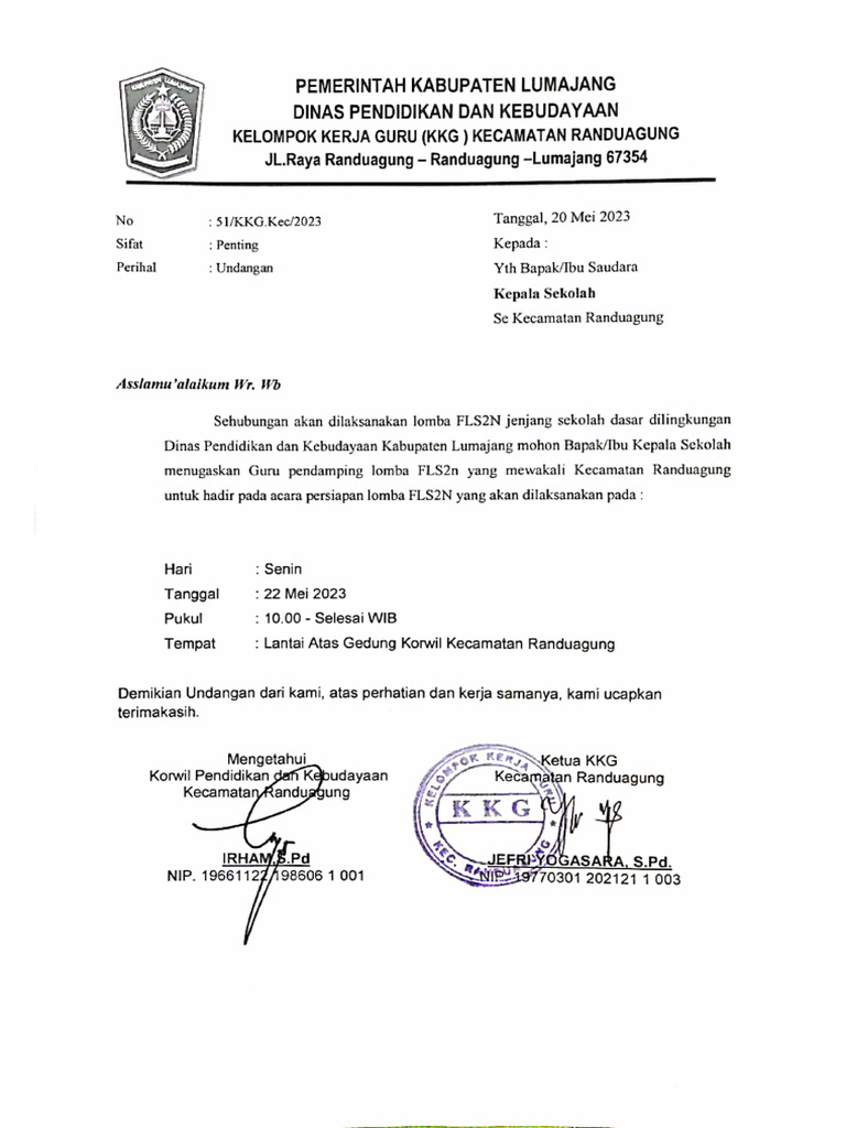 Undangan Lomba FLS2N Kab | PDF