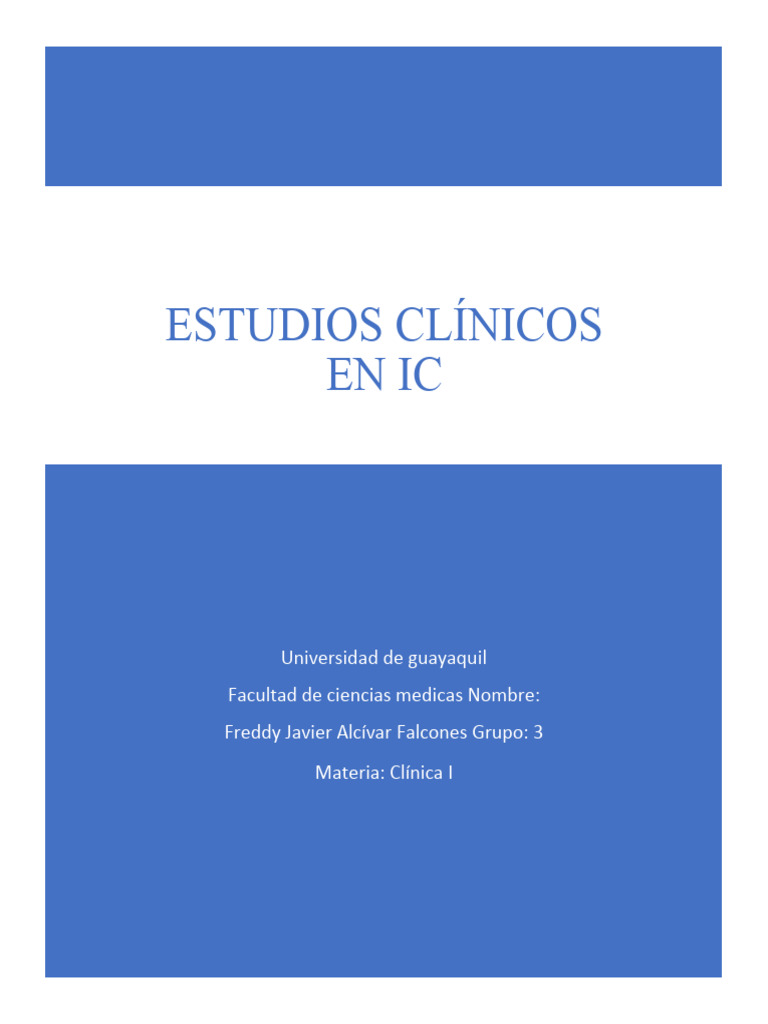 Tarea 2 Clinica I Estudios Clínicos en IC | PDF | Insuficiencia ...