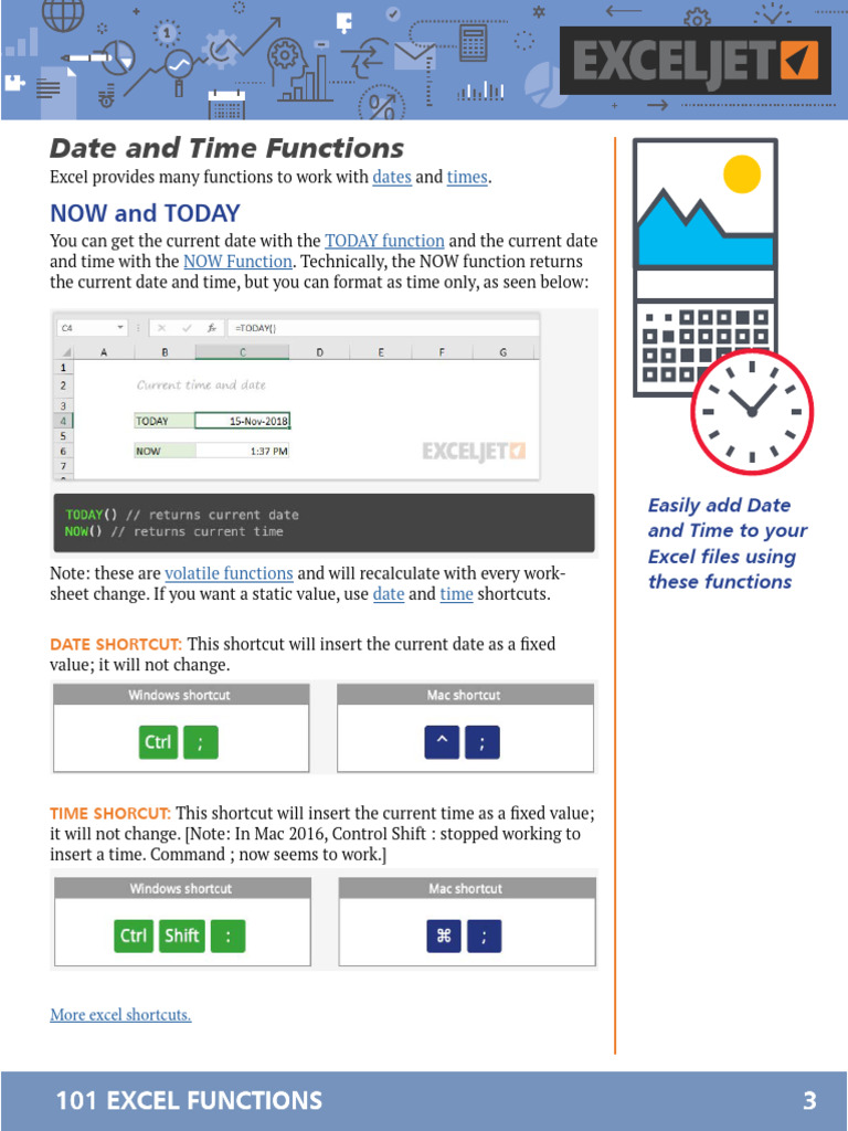 Excel Date and Time Functions Guide | PDF | Workweek And Weekend ...