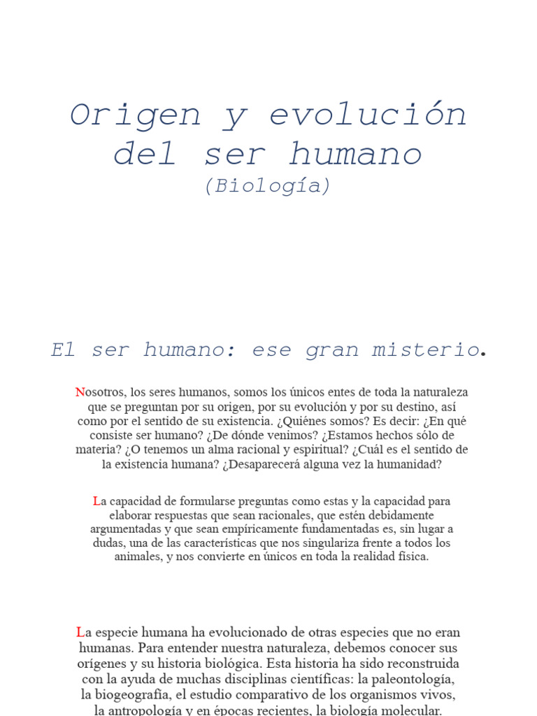 Origen y evolución del ser humano | PDF | Evolución | Humano