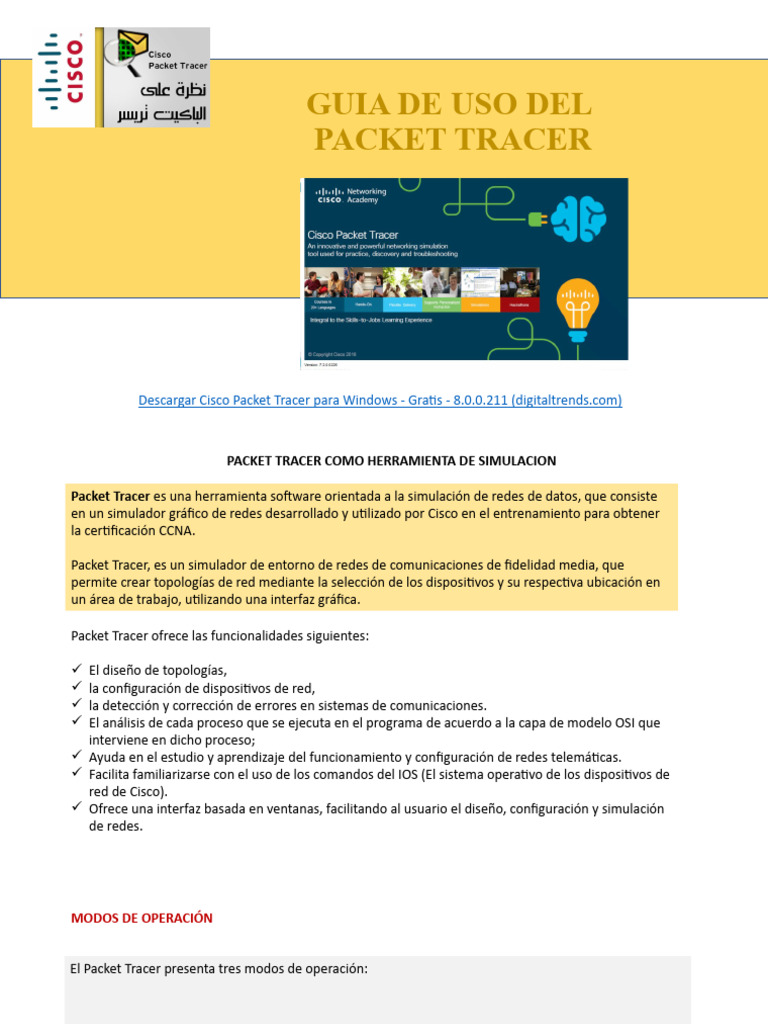 Guía de Uso de Cisco Packet Tracer | PDF | Dirección IP | Red de ...