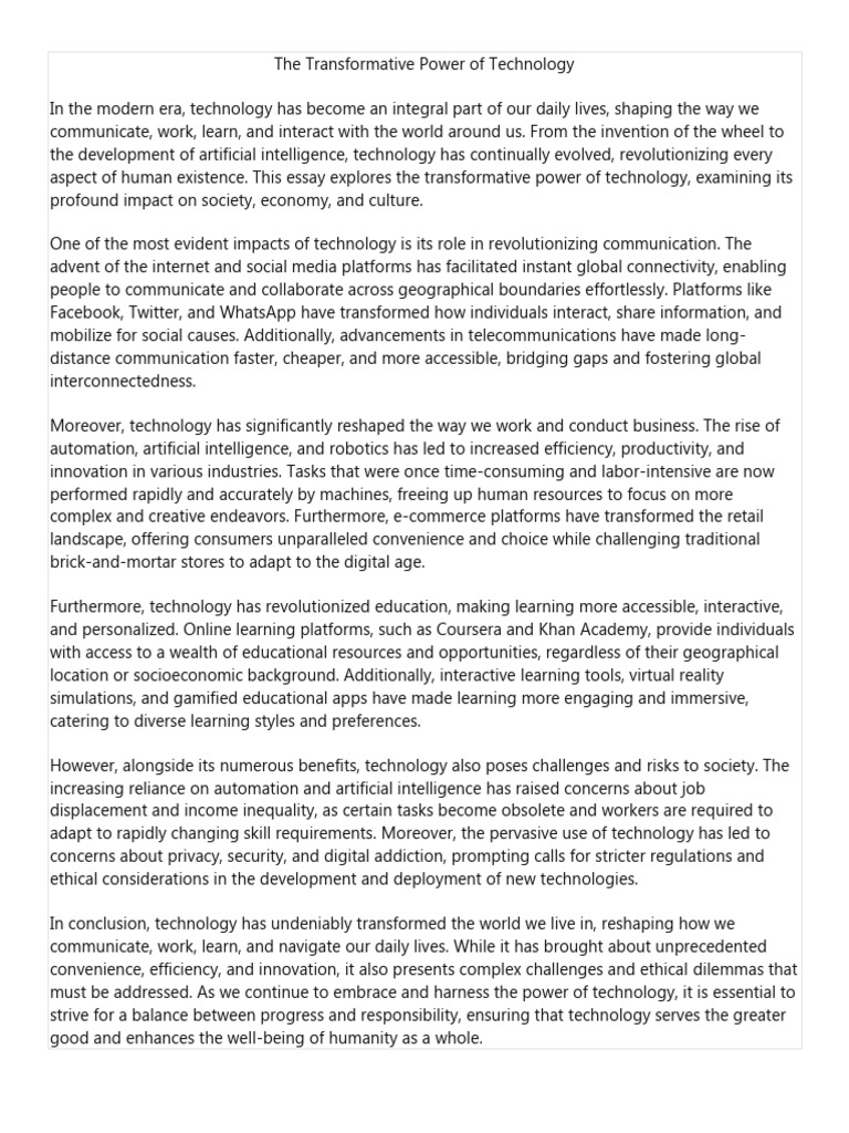 The Transformative Power of Technology | PDF | Educational Technology ...