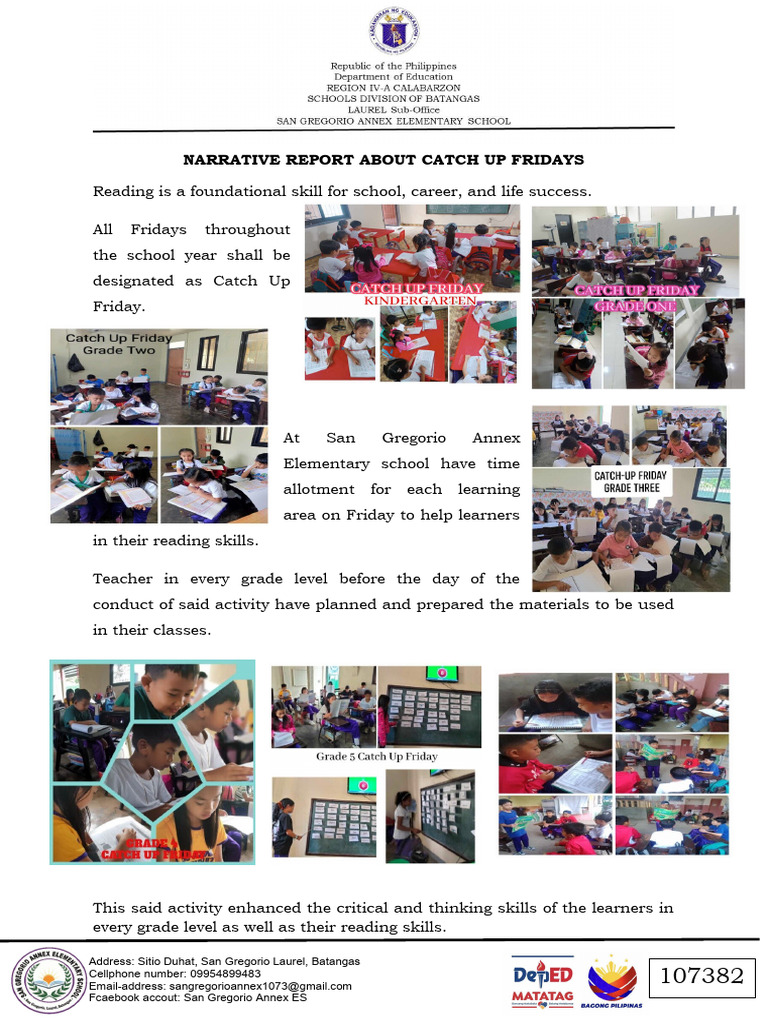 SGAES CATCH UP FRIDAYS NARRATIVE REPORT Jan19 | PDF | Wellness | Career ...