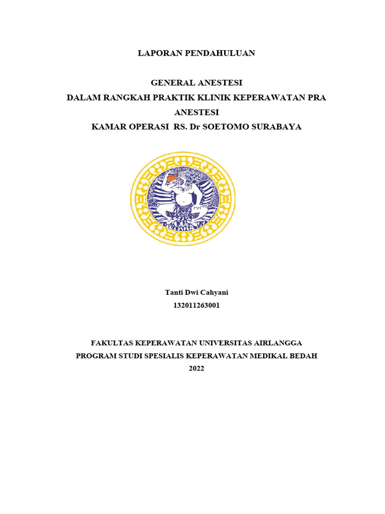 Panduan General Anestesi Untuk Keperawatan Pdf Kesehatan Holistik