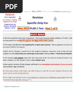 Plabkeys Revision Part 1 for Plab PDF Zyu Dr Notes
