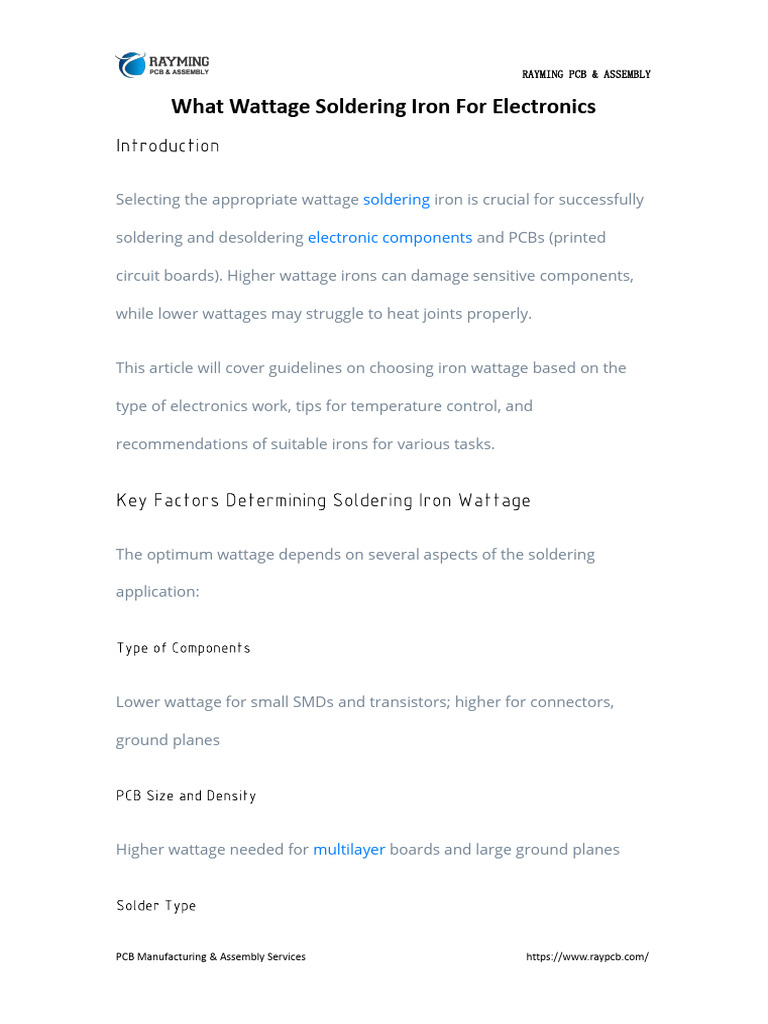 What Wattage Soldering Iron For Electronics PDF Printed Circuit