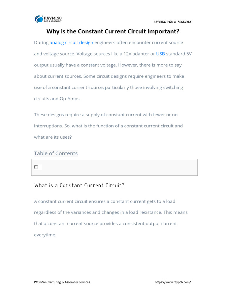 Why Is The Constant Current Circuit Important Pdf Power Supply